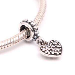 Authentic PANDORA Pave Heart Dangle with Clear CZ - 791023CZ